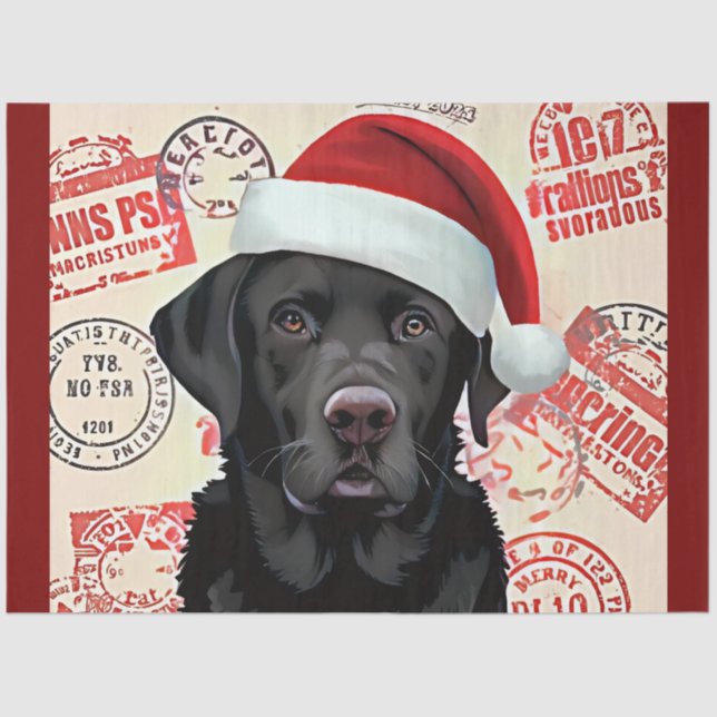 Black lab christmas tissue paper (Front)