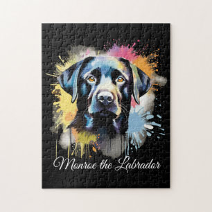 Black Lab Colorful Splash Graffiti Jigsaw Puzzle