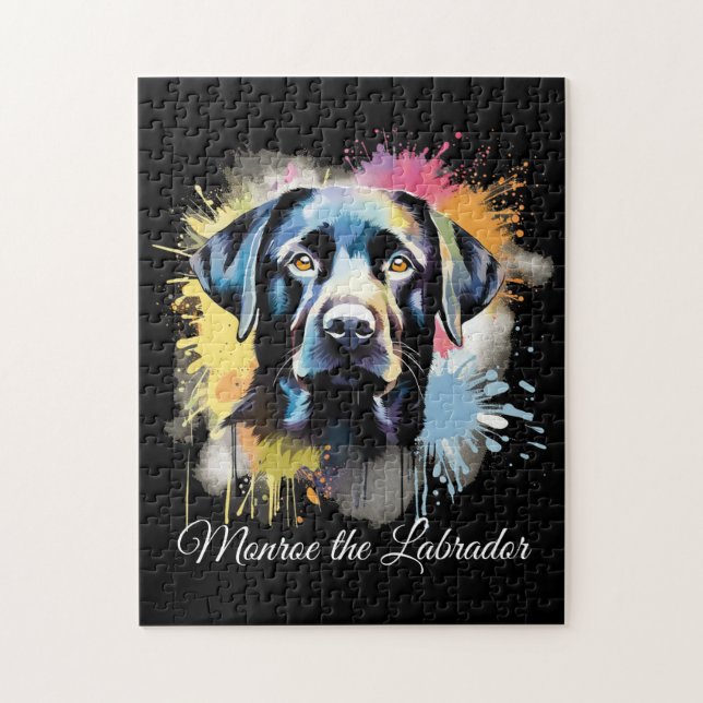 Black Lab Colourful Splash Graffiti Jigsaw Puzzle (Vertical)