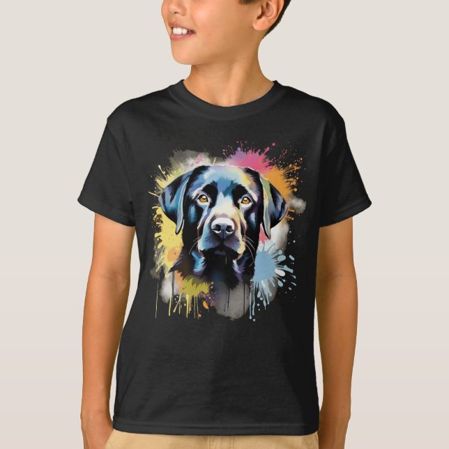 Black Lab Colourful Splash Graffiti T-Shirt (Front)