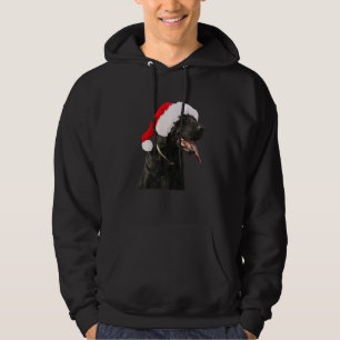 Black Lab Cute Dog Santa Hat Christmas Labrador Re Hoodie