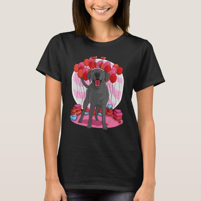 Black Lab Cute Labrador Retriever Heart Valentine  T-Shirt (Front)