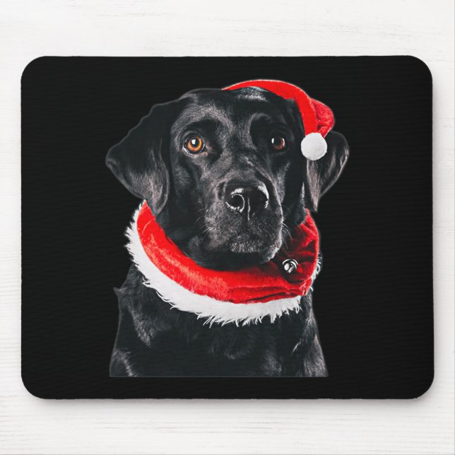 Black Lab Cute Santa Hat Image Christmas Gift Xmas Mouse Mat (Front)