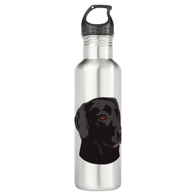 Black Lab dog 710 Ml Water Bottle (Front)