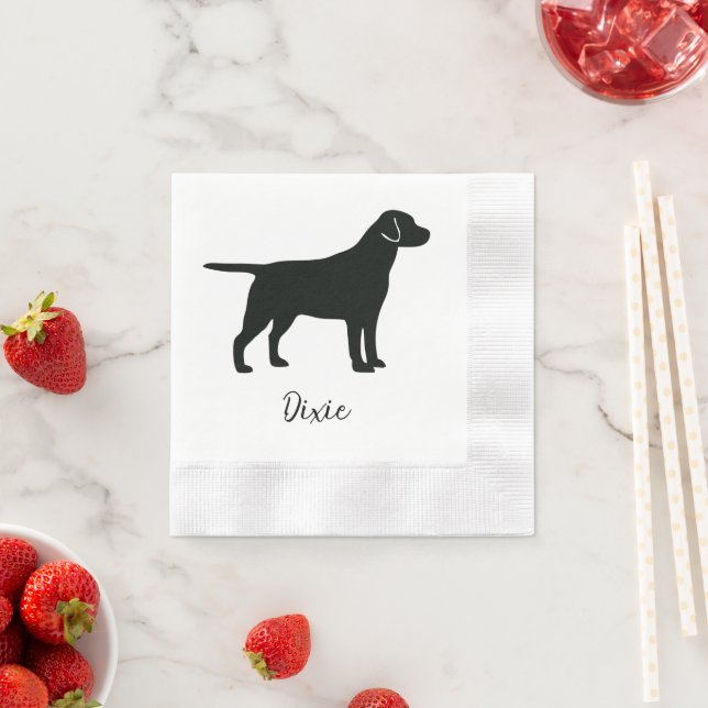 Black Lab Dog Add Name Napkins (Insitu)