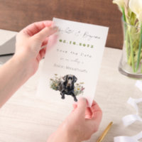 Black Lab Dog and Wildflowers Save the Date