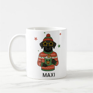 Black Lab Dog Christmas Custom Name Coffee Mug