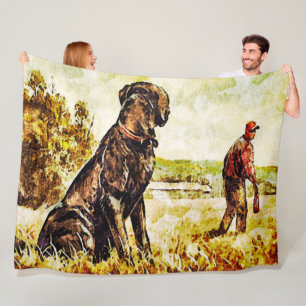 Black Lab Dog Duck Training Art Fleece Blanket