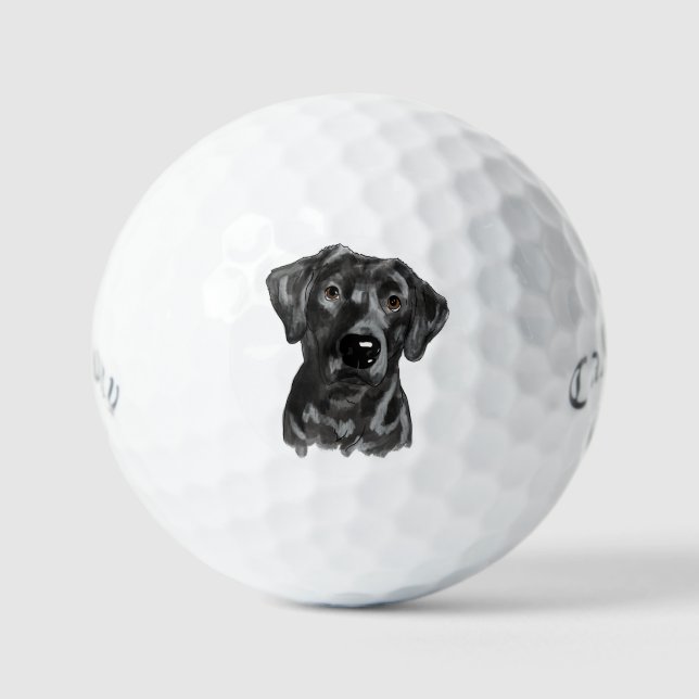 Black Lab Dog Golf Balls (Front)