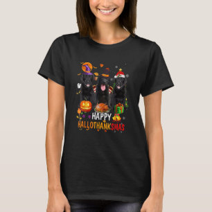 Black Lab Dog Halloween Merry Christmas Happy Hall T-Shirt