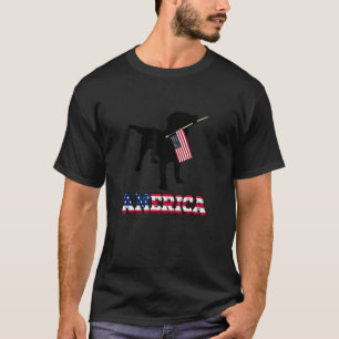 Black Lab Dog Holding July 4th Patriotic Usa Flag T-Shirt