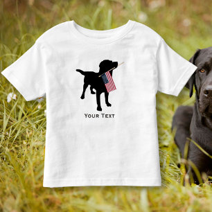Black Lab Dog holding USA Flag, 4th of July Toddler T-Shirt