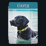 Black Lab Dog in Water iPad Pro Cover<br><div class="desc">This iPad cover design features a beautiful graphic of a black Labrador dog in water. Makes a great gift for the lab owner or dog lover. Personalise it with your last name. Great gift! Created by Simply Farmhouse Press.</div>