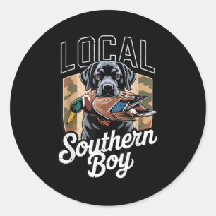 Black Lab Dog Local Southern Boy Camo Duck Hunting Classic Round Sticker