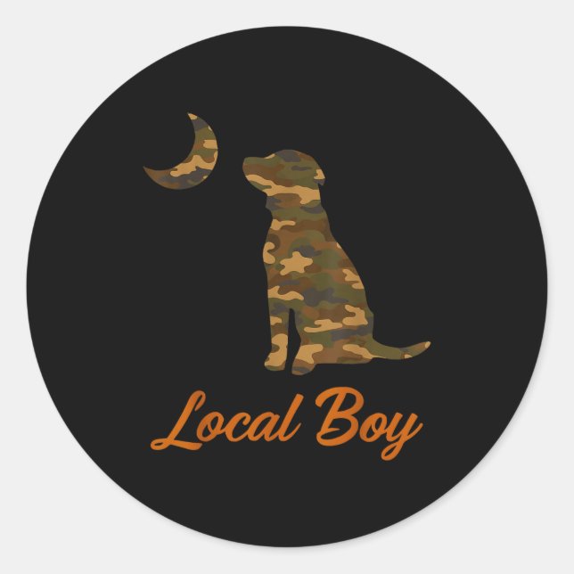 Black Lab Dog Local Southern Boy Camo Duck Hunting Classic Round Sticker (Front)