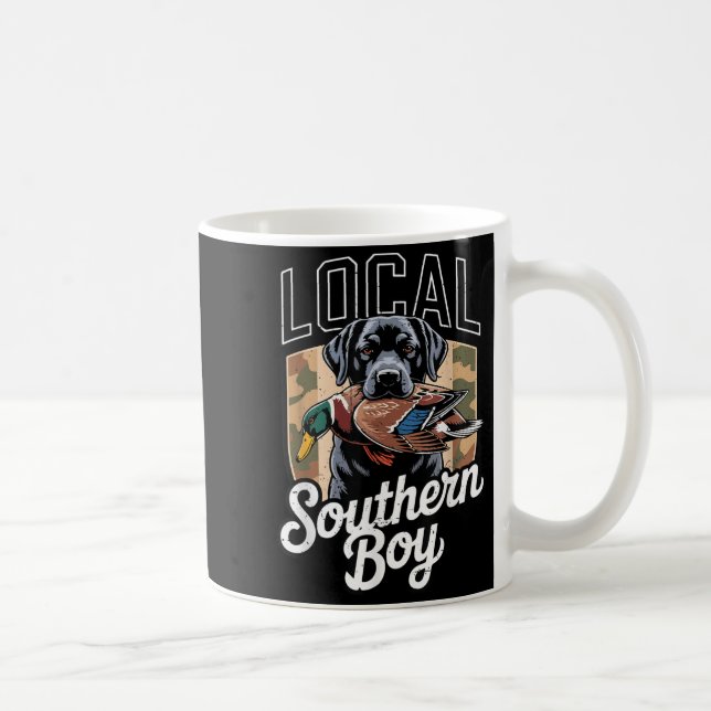 Black Lab Dog Local Southern Boy Camo Duck Hunting Coffee Mug (Right)
