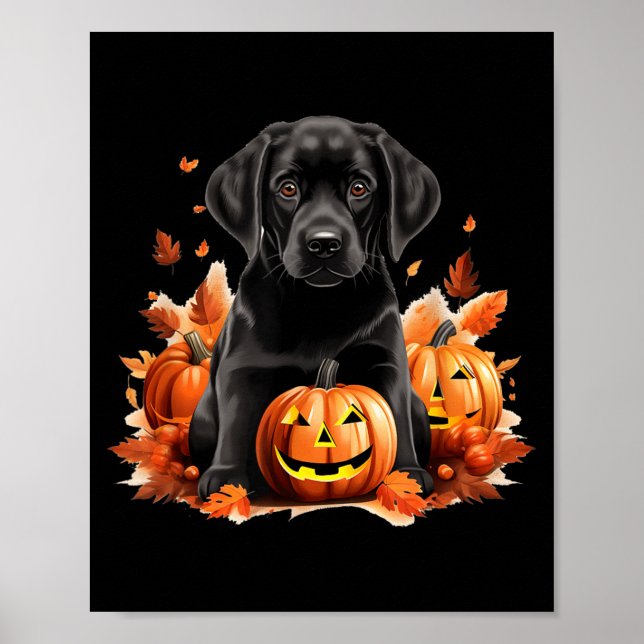 Black Lab Dog Mum Dad Halloween Fall Funny Poster (Front)