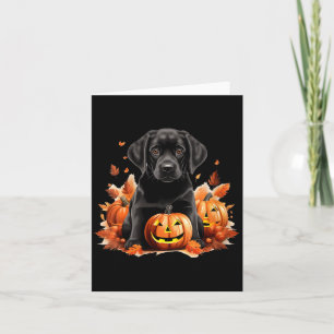 Black Lab Dog Mum Dad Halloween Fall Funny V-Neck Card