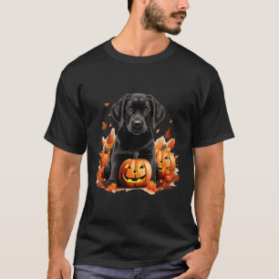Black Lab Dog Mum Dad Halloween Fall Funny V-Neck T-Shirt
