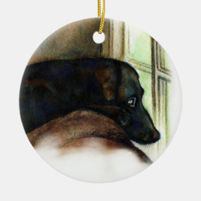 Black Lab Dog Ornament (Front)