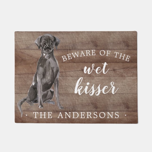 Black Lab Dog Personalised Door Mat (Front)