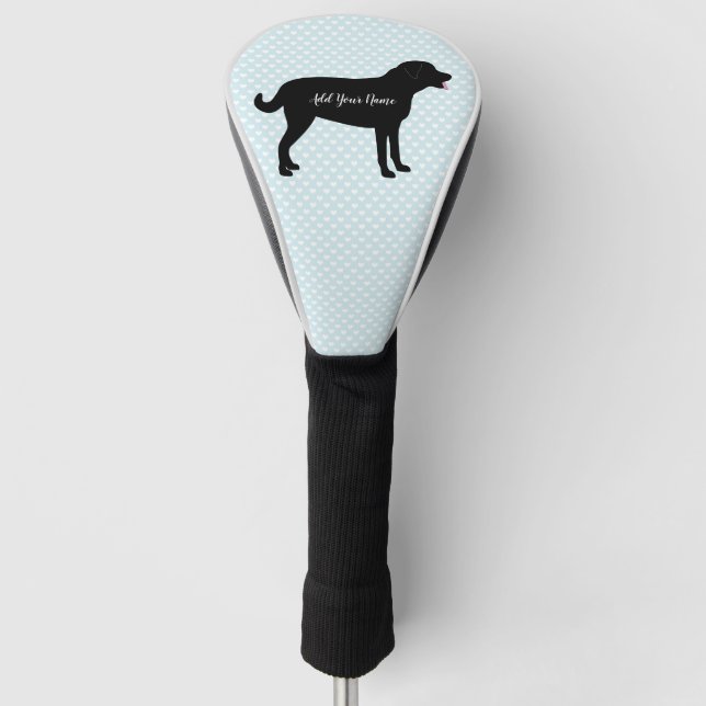 Black Lab Dog Personalised Name Golf Head Cover (Front)
