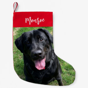Black Lab Dog Personalised Pet Photo and Text Small Christmas Stocking