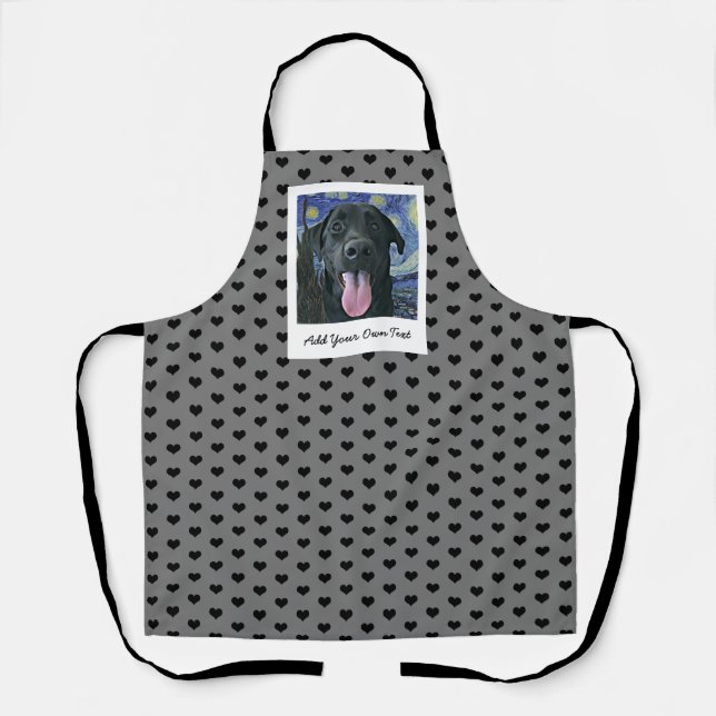 Black Lab Dog Pet Personalised Photo and Text  Apron (Front)