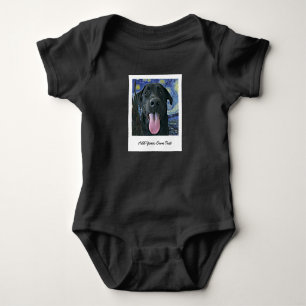 Black Lab Dog Pet Personalised Photo and Text  Baby Bodysuit
