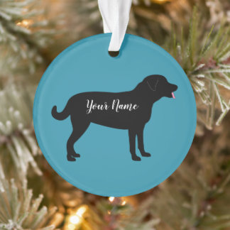 Black Lab Dog Silhouette Personalised Name  Ornament