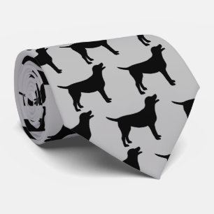 Black Lab Dog Silhouette Tie