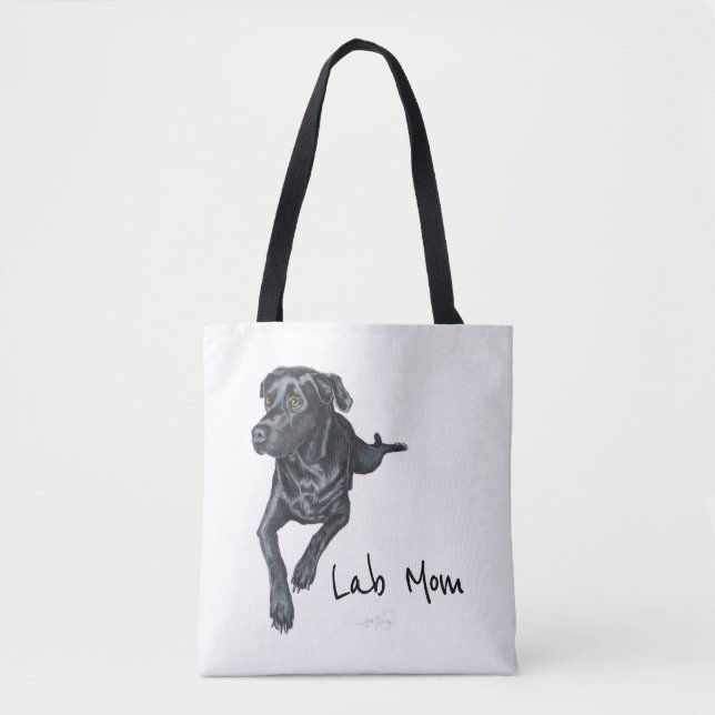 Black Lab Dog Tote Handbag Lab Mom (Front)
