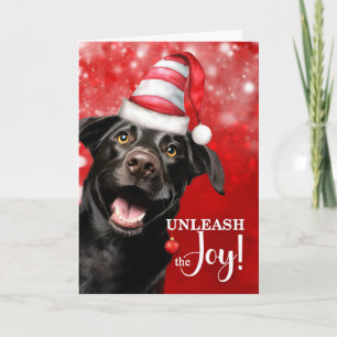 Black Lab Dog Unleash the Joy Christmas Holiday Card
