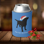 Black Lab Dog wearing Santa Claus Christmas Hat Can Cooler<br><div class="desc">This adorable black lab is all decked out for Christmas in his red and white Santa Claus Hat. This design is sure to put a smile on a dog lover's face and of course those who love Black Lab's. Personalise with your custom text - add your dog's name, Christmas greetings,...</div>