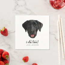 Black Lab Dog Wedding Party Custom Cocktail Napkin