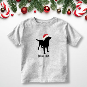 Black Lab Dog with Christmas Santa Hat Toddler T-Shirt