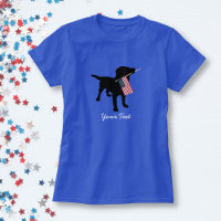 Black Lab Dog with USA American Flag, 4th of July