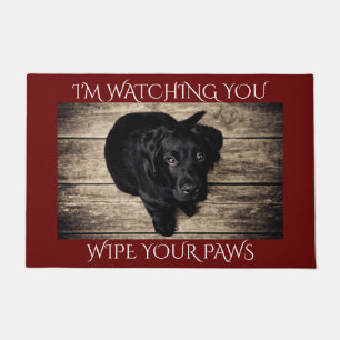 Black lab doormat. 'I'm watching you" Doormat
