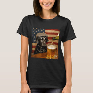 Black Lab Drinking Beer Funny Dog Gles With Hat T-Shirt