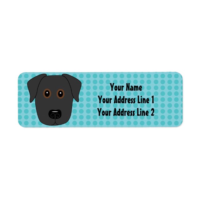 Black Lab Face with Blue Dots Background (Front)
