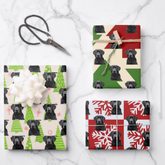 Black Lab Festive Christmas Dog Wrapping Paper Sheet