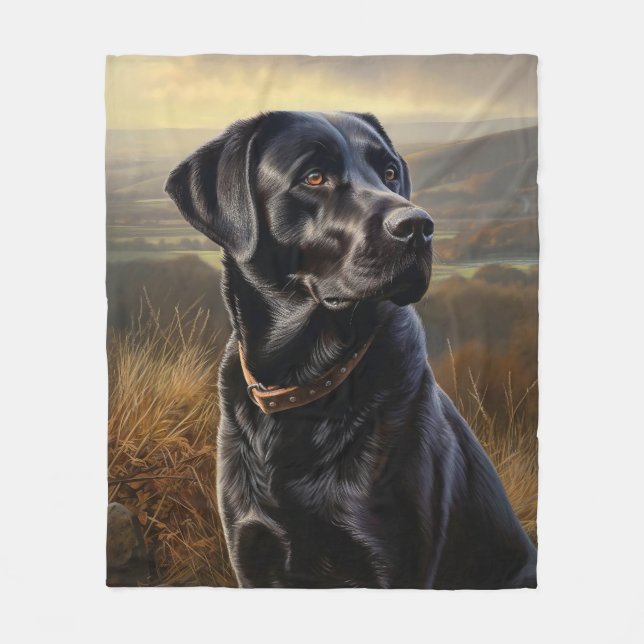 Black Lab Fleece Blanket (Front)