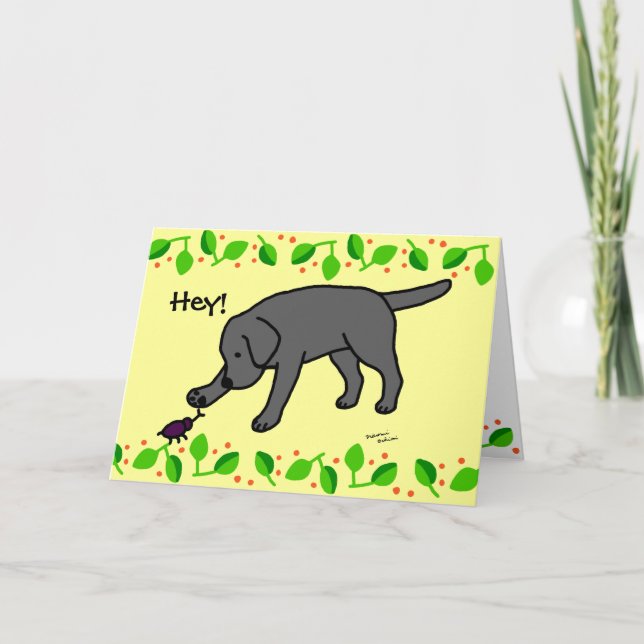 Black Lab Friendly Cartoon Black Labrador Card (Front)