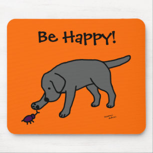 Black Lab Friendly Cartoon Labrador Mouse Mat