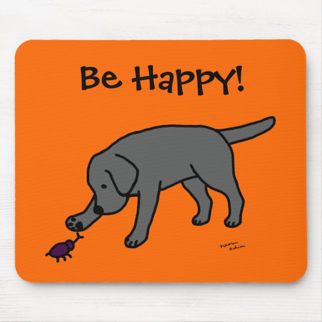 Black Lab Friendly Cartoon Labrador Mouse Mat (Front)