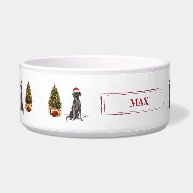 Black Lab Funny Christmas Dog and Tree (Left)