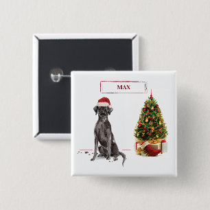 Black Lab Funny Christmas Dog and Tree 15 Cm Square Badge