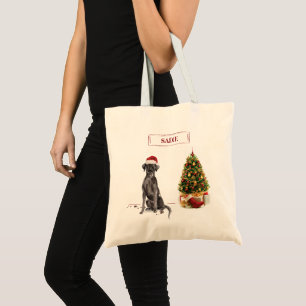 Black Lab Funny Christmas Dog and Tree Tote Bag