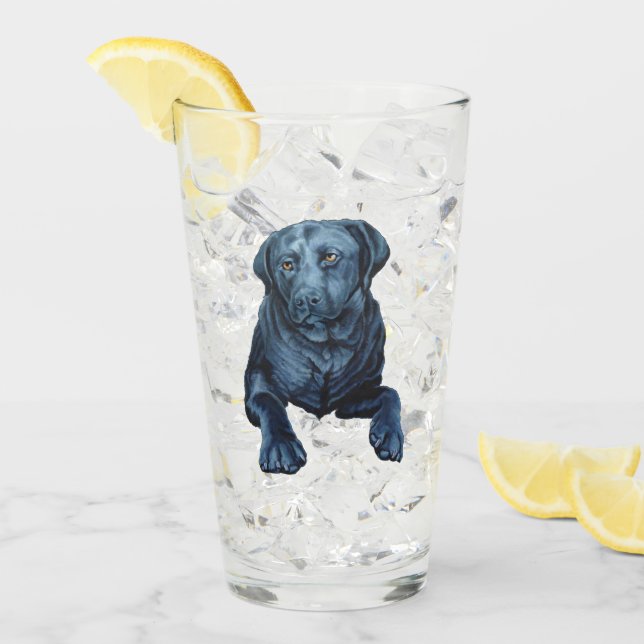 Black Lab Glass Labrador Retriever Glass Custom (Front Ice)
