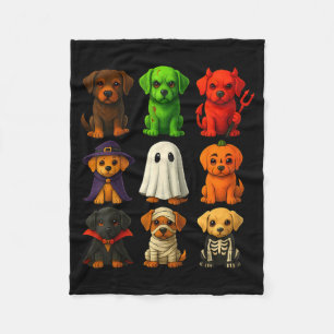 Black Lab Halloween Labrador Puppies In Costume Fleece Blanket